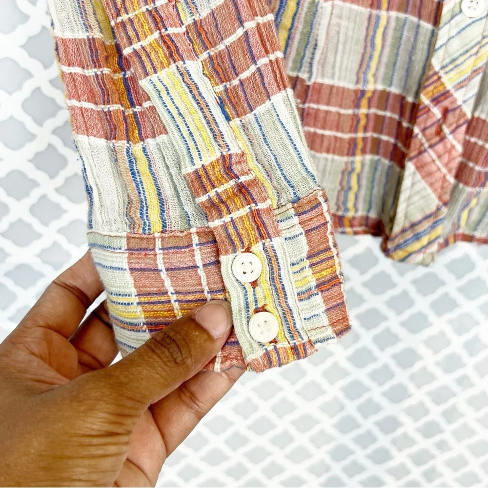 GUC We The Free Plaid Gauze Long Sleeve Shirt - Picture 6 of 10